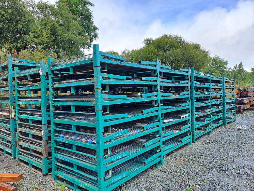 Réemploi  -  Conteneur palette acier grillagé, repliable, dimensions 1590 x 1190 x 740 (réemploi)