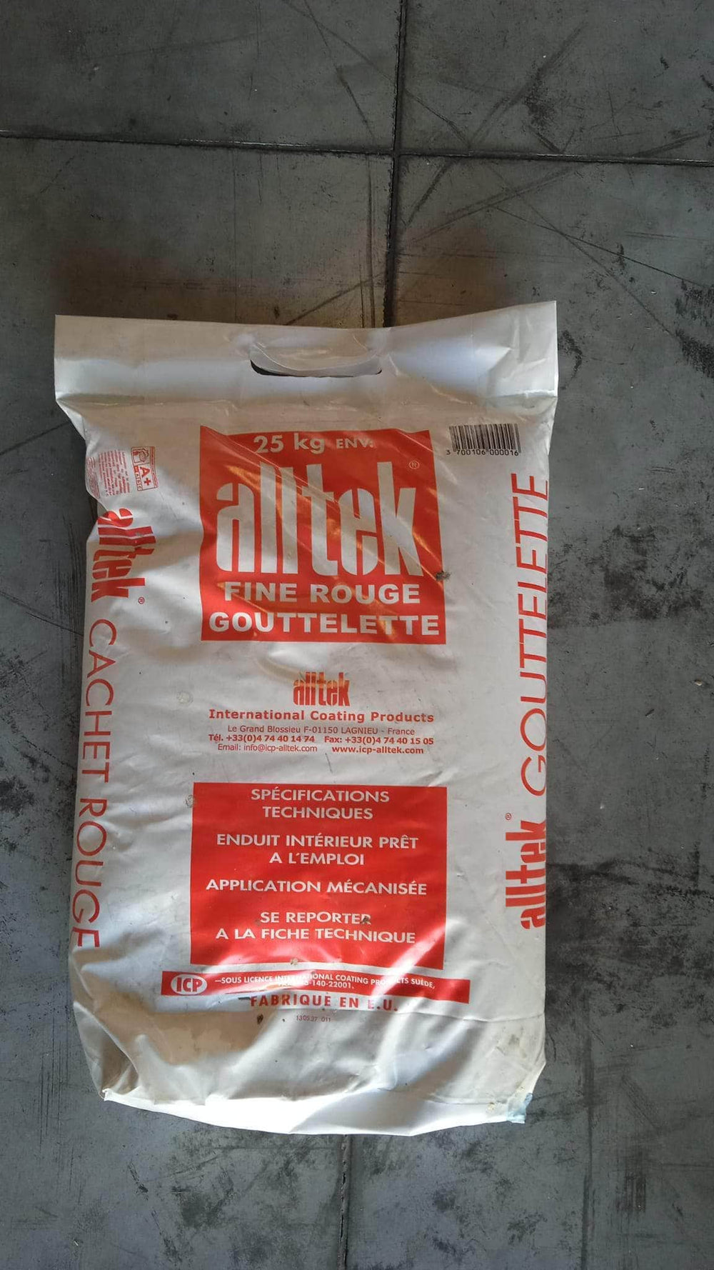 Cloison, isolation (réemploi)  -  Sac d'enduit Gouttelette Alltek - 25kg (surplus de chantier)