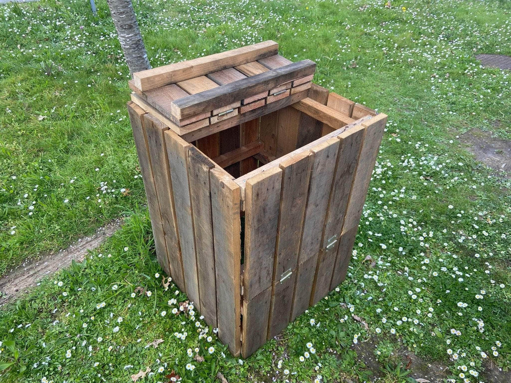 Bois remis en état (réemploi)  -  Composteur en kit, contenance 490 litres, fabriqué à partir de bois de récupération