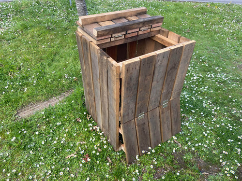 Bois remis en état (réemploi)  -  Composteur en kit, contenance 490 litres, fabriqué à partir de bois de récupération (réemploi)