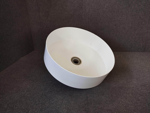 Sanitaires (réemploi)  -  Vasque à poser ronde ALAPE acier vitrifié blanc diamètre 37,5cm  (réemploi)