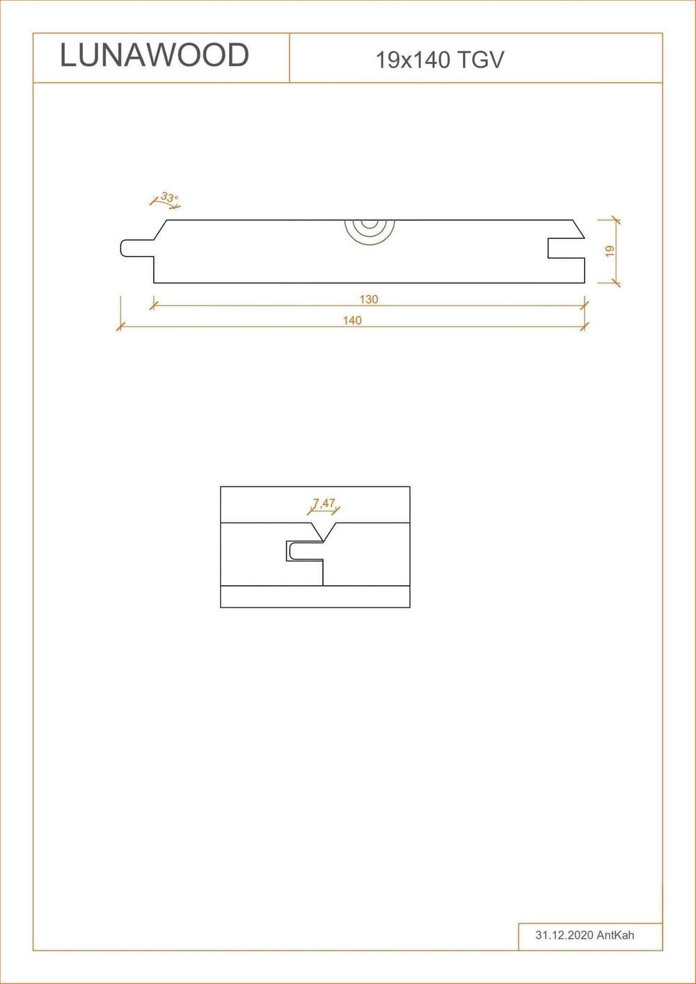 Bardage Epicéa  -  Bardage épicéa classe 3 - 19x140 - L=2,1 m (Thermowood profil TGV)