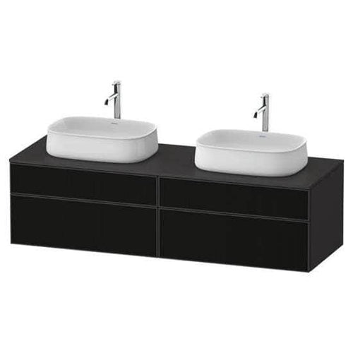 Lavabo  -  Meuble sous-vasque Duravit Zencha sur console - noir - 1600x550mm - 2 tiroirs - 2 découpes - ZE4825