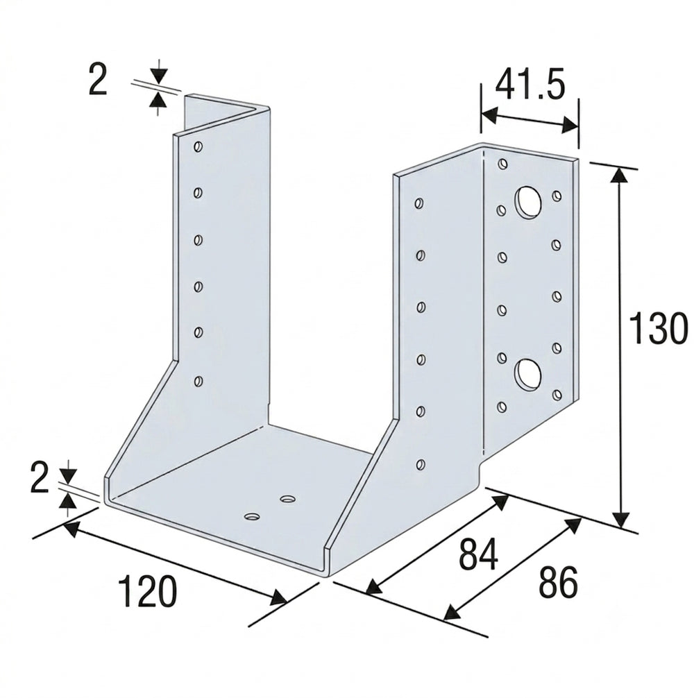 Sabot à ailes extérieures acier galvanisé - 130 x 120 mm - Simpson SAEL380/120/2