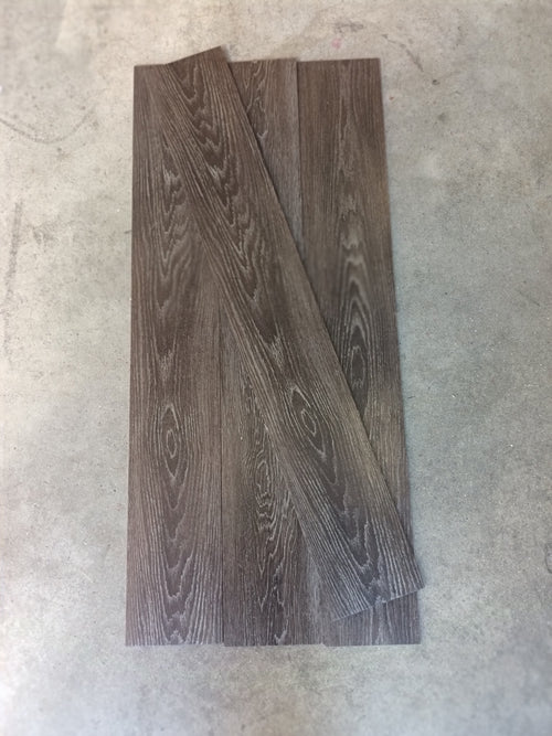 Dalle PVC gris foncé cérusé - 1200 x 180 mm - à coller