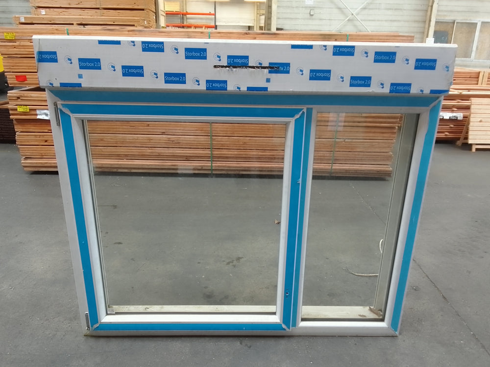 Fenêtre PVC blanc 9016 satine classe 1 - 1150 x 1500 mm - Bouvet Thermience gauche VRI