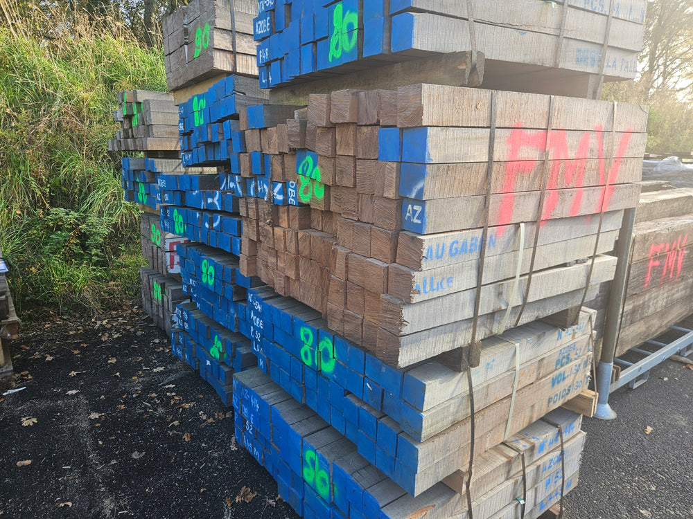 Lambourde azobé bois massif - 90 x 90 - L=1m (brut de sciage)