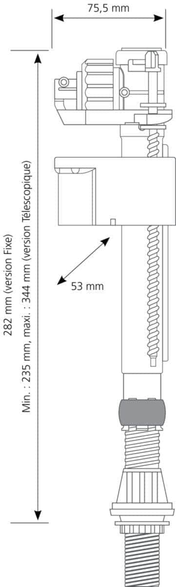 Divers sanitaires  -  Mécanisme spécifique ASP43 bouton chromé pour réservoir aspirambo PORCHER avec robinet réf. 38995410 SIAMP