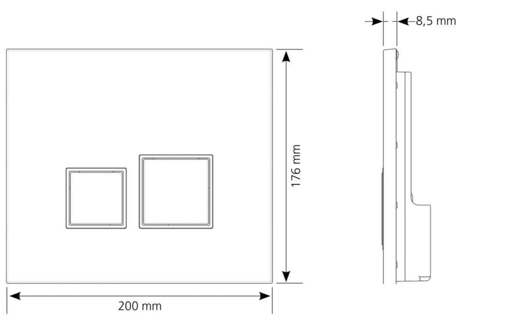 WC  -  Plaque de commande SQUARE aspect inox inserts brillant réf. 31204210 SIAMP