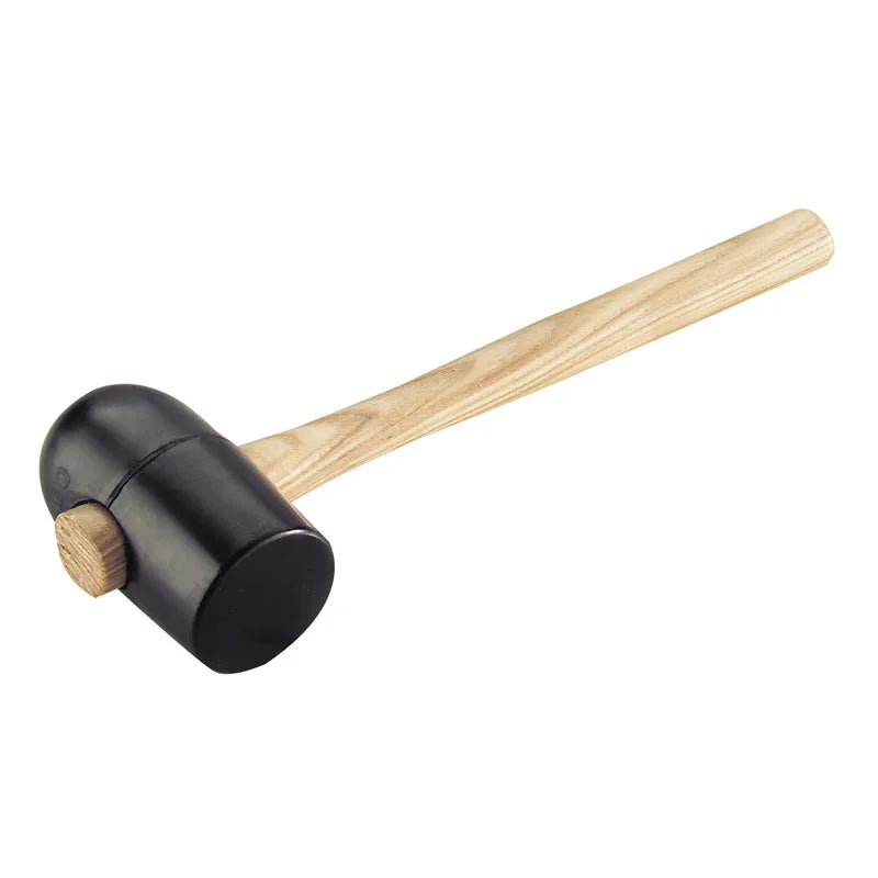 Maillet De Carreleur Noir - Tête En Caoutchouc Noir - 1 Face Bombée + 1 Face Plate - Manche En Frêne Naturel Poncé