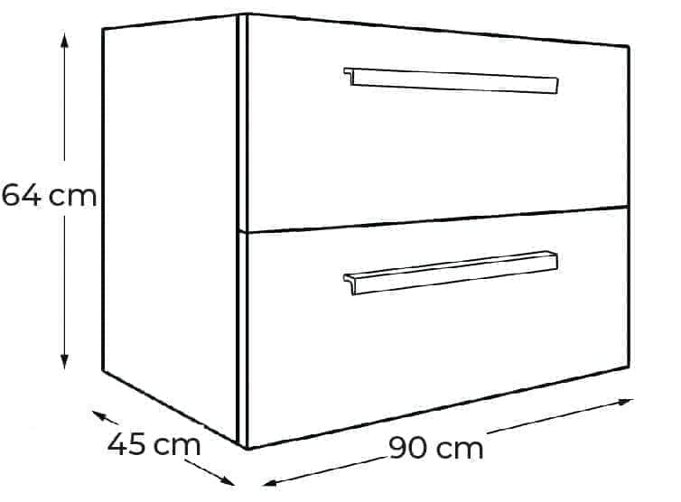 Meuble 2 tiroirs, 90 cm Alterna Concerto Bois clair