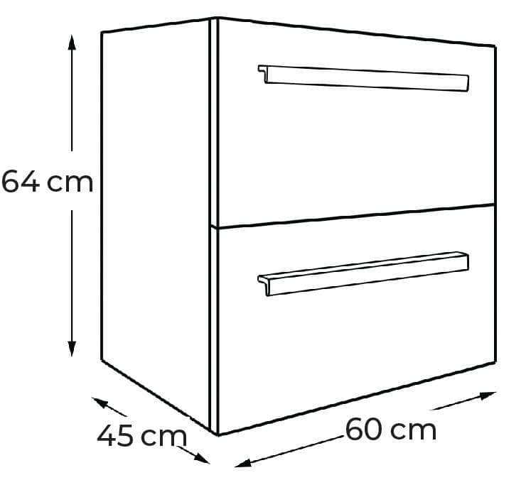 Meuble sanitaires  -  Meuble 2 tiroirs, 60 cm Alterna Concerto Laqué blanc ALTERNA