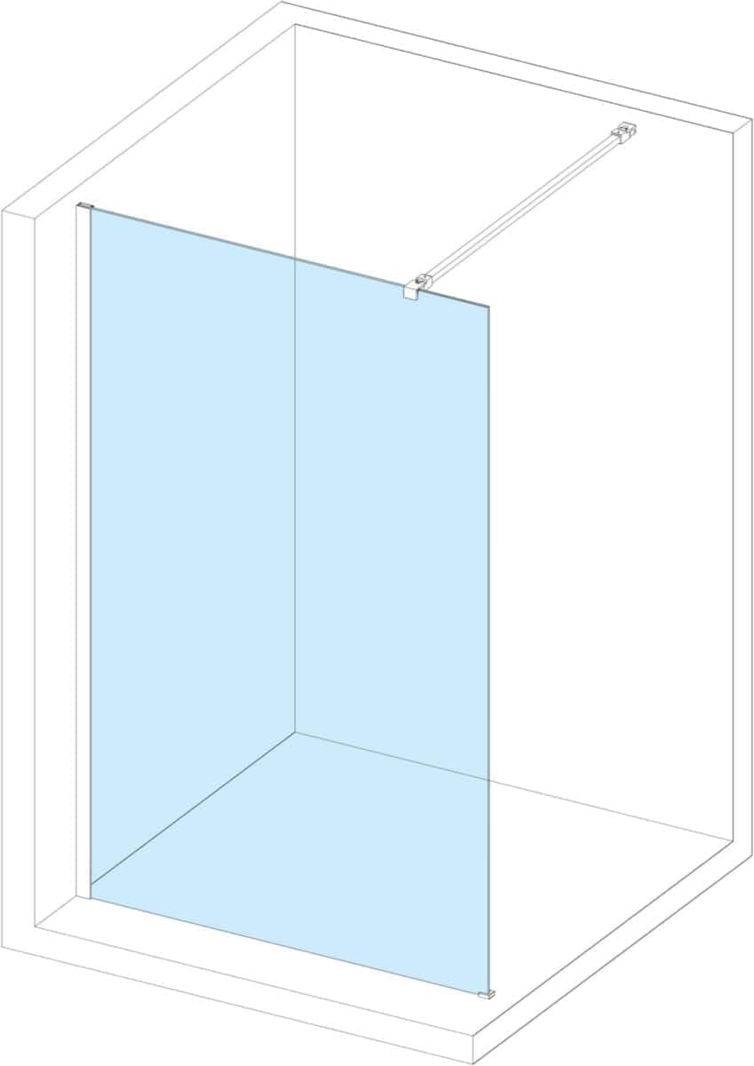 Paroi droite CONCERTO WALK 100 cm , hauteur 2m, verre trempé 6 mm ALTERNA