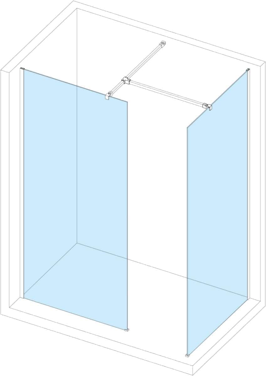 Paroi droite CONCERTO WALK 100 cm , hauteur 2m, verre trempé 6 mm ALTERNA