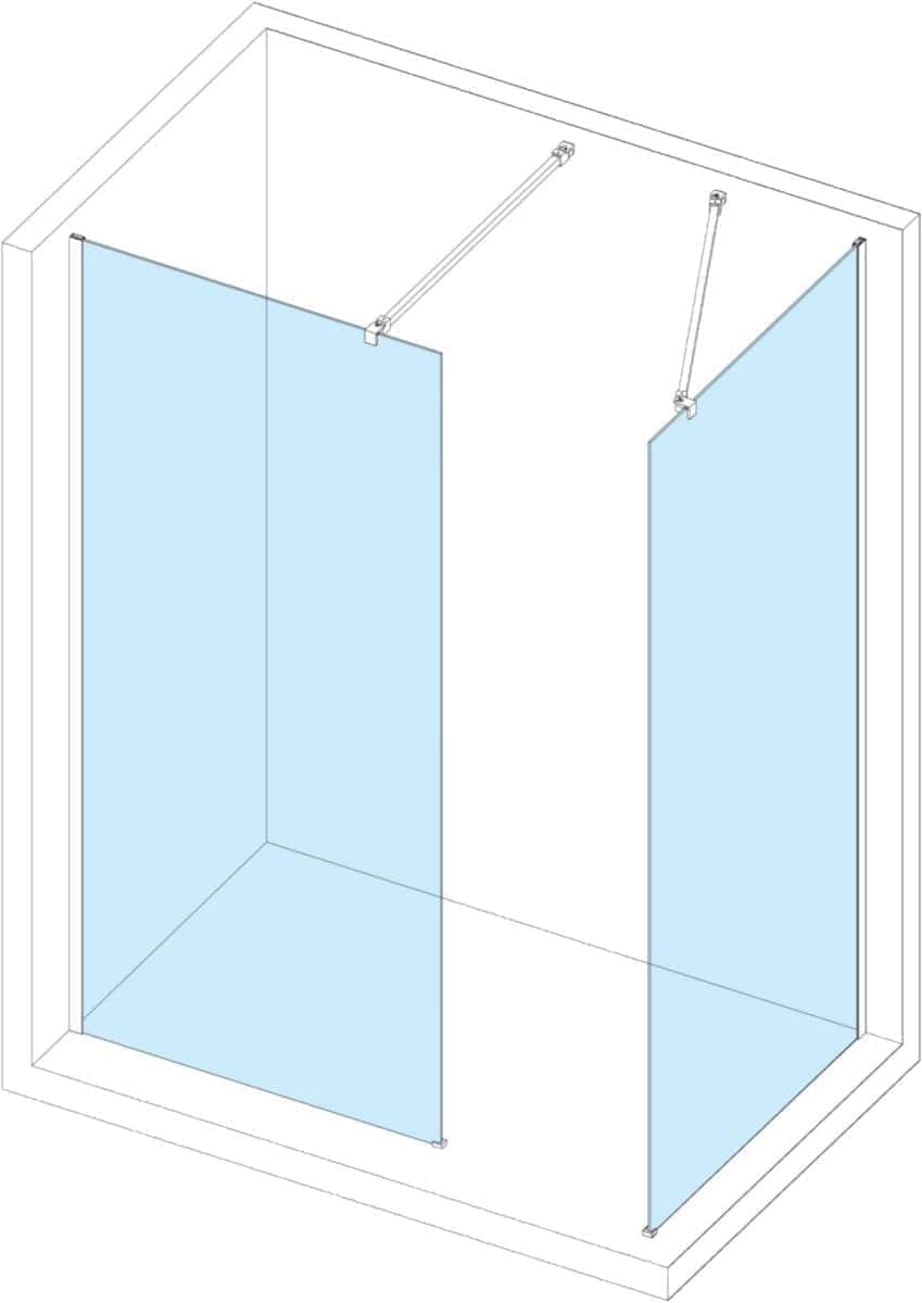 Paroi droite CONCERTO WALK 100 cm , hauteur 2m, verre trempé 6 mm ALTERNA
