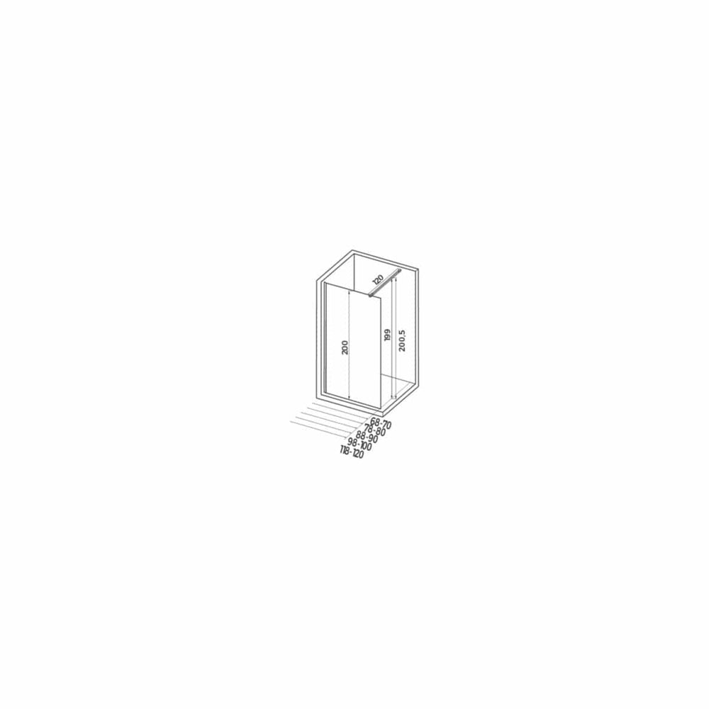 Paroi droite CONCERTO WALK 100 cm , hauteur 2m, verre trempé 6 mm ALTERNA