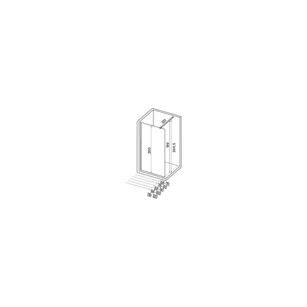Paroi droite CONCERTO WALK 100 cm , hauteur 2m, verre trempé 6 mm ALTERNA
