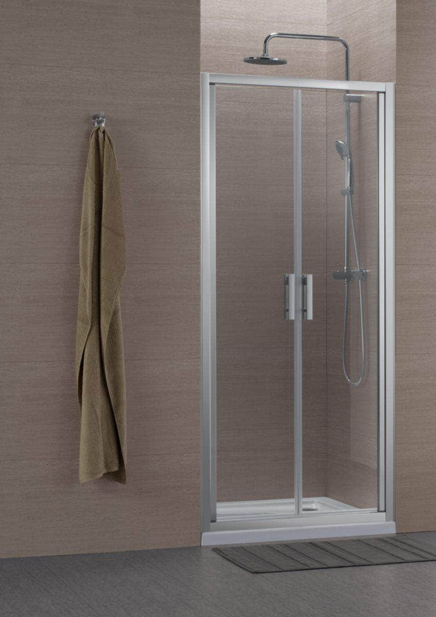 Paroi douche et bain  -  Paroi de douche Alterna Concerto accès de face 2 portes battantes 80 cm profilé argent brillant verre transparent