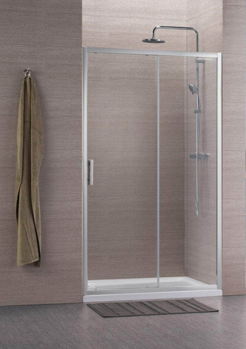 Paroi douche et bain  -  Paroi de douche Alterna Concerto accès de face coulissant 2 vantaux L 100 x H 195 cm profilé argent brillant verre transparent