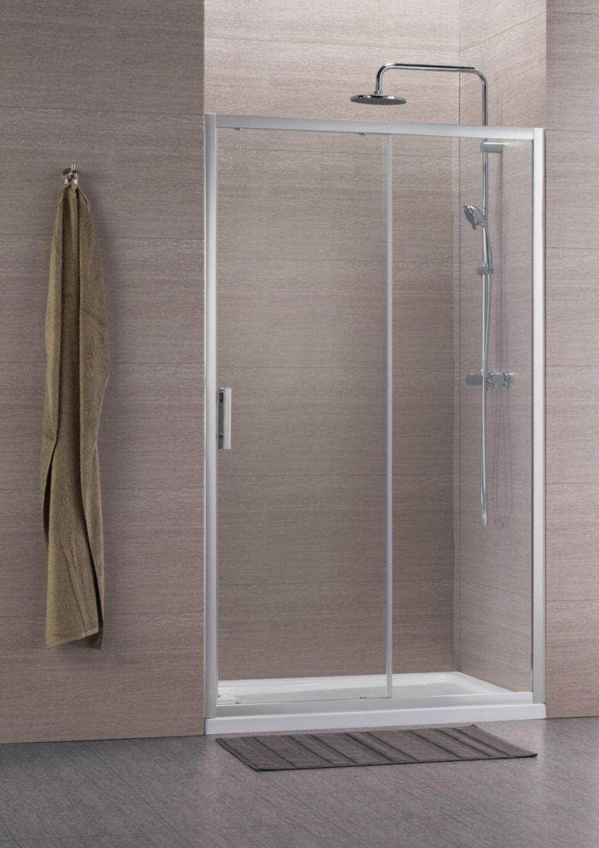 Paroi douche et bain  -  Paroi de douche Alterna Concerto accès de face coulissant 2 vantaux 110 x 110 cm profilé argent brillant verre transparent
