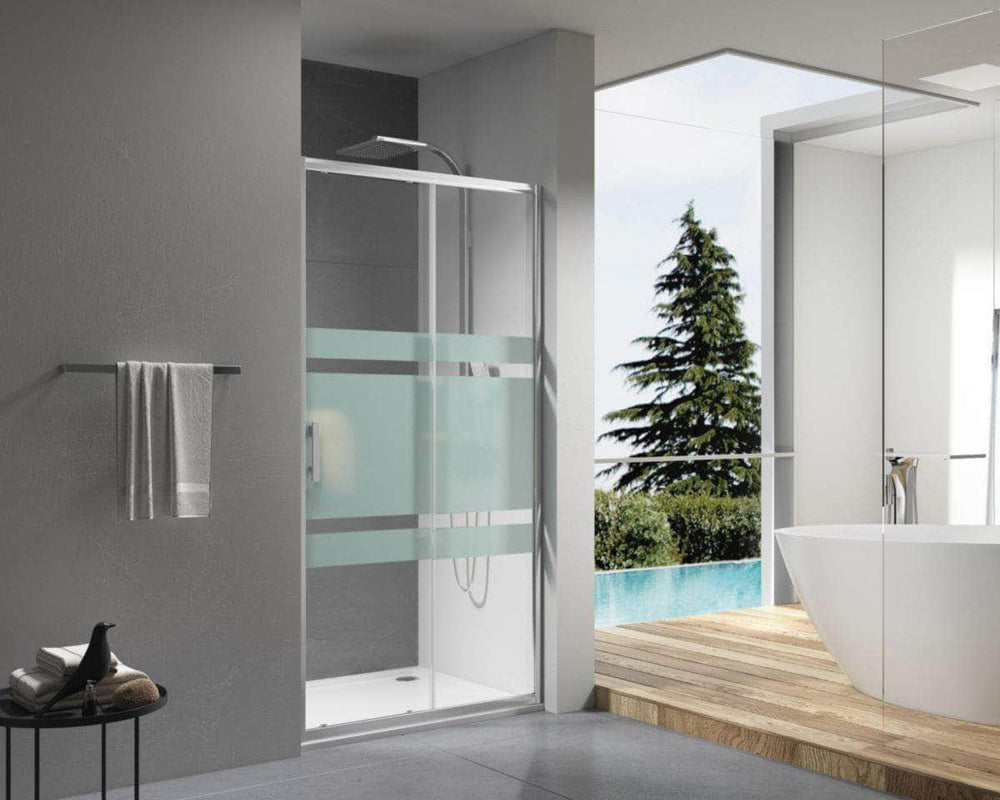 Paroi douche et bain  -  Paroi de douche Alterna Concerto accès de face coulissant 2 vantaux 110 x 110 cm profilé argent brillant verre transparent
