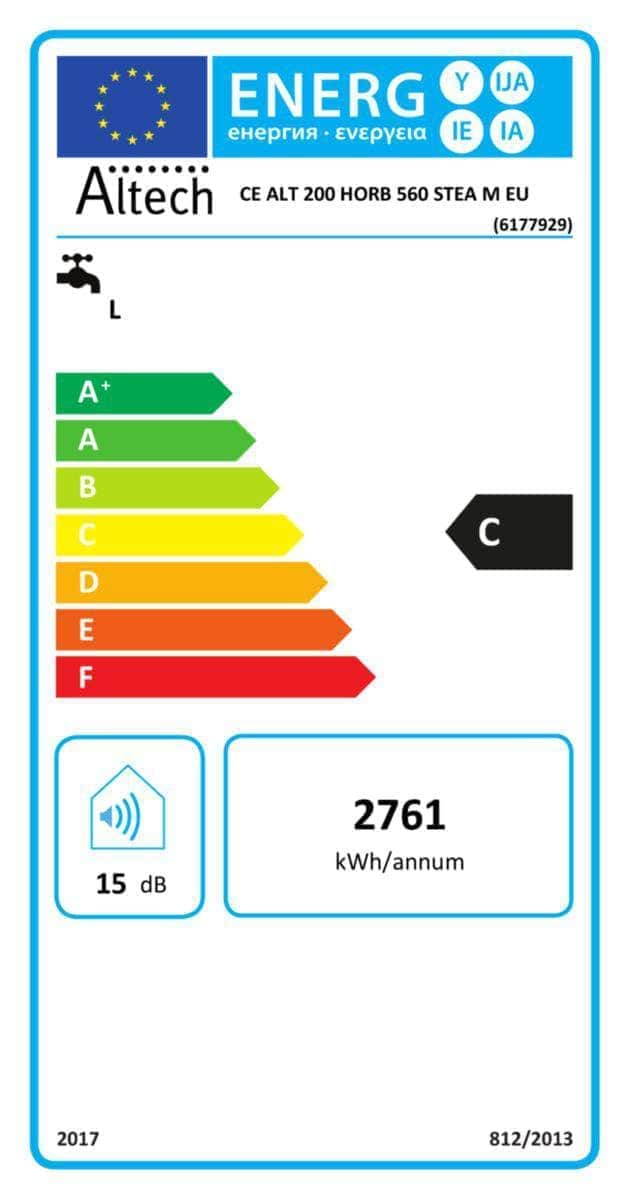 Chaudière & Chauffe-Eau  -  Chauffe-eau électrique stéatite ALTECH 200 litres sortie basse horizontal monophasé diamètre 560 mm, Classe énergétique C ALTECH