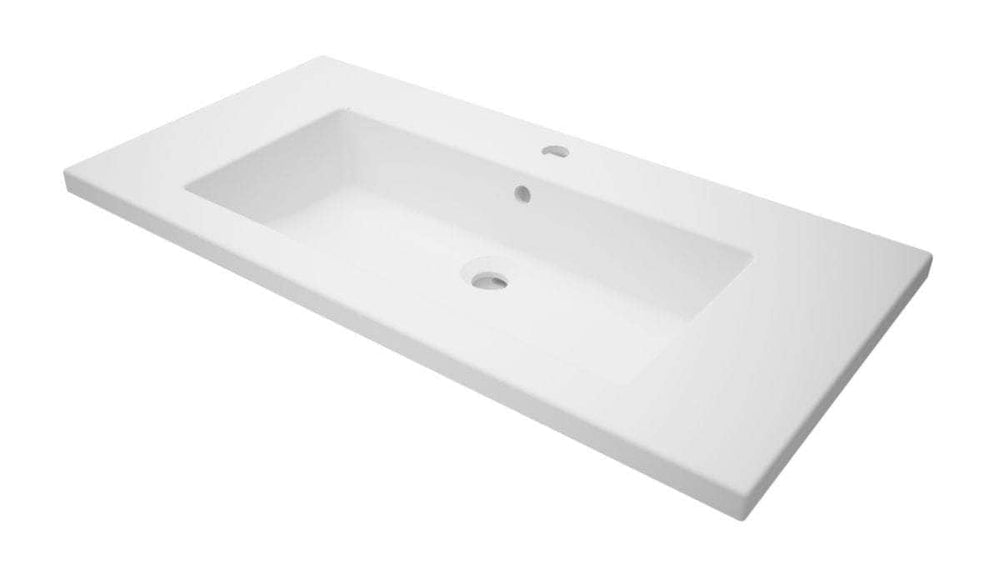 Lavabo  -  Plan de toilette Alterna Concerto2 90 cm en synthèse vasque centrée