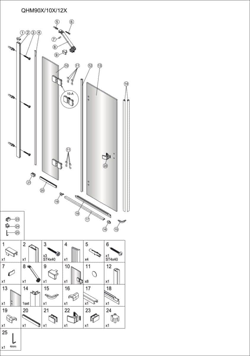 Paroi douche et bain  -  Paroi de douche Alterna Domino Fixe + pivot 120cm