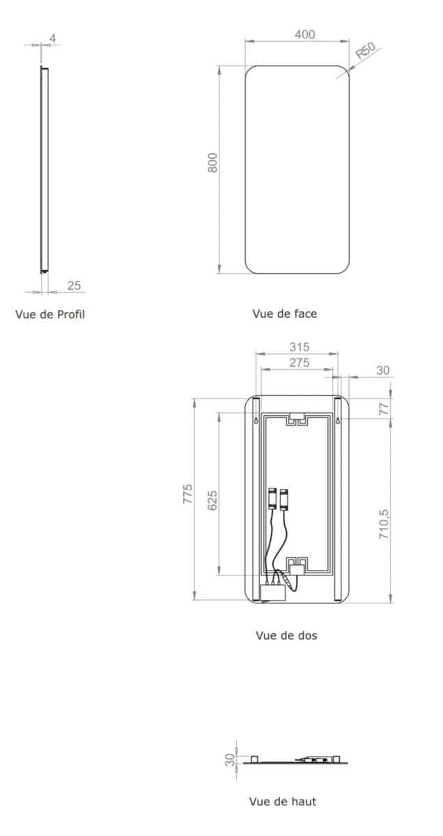 Miroir Salle de Bain  -  Miroir Alterna Milan L40 x H80 cm ALTERNA