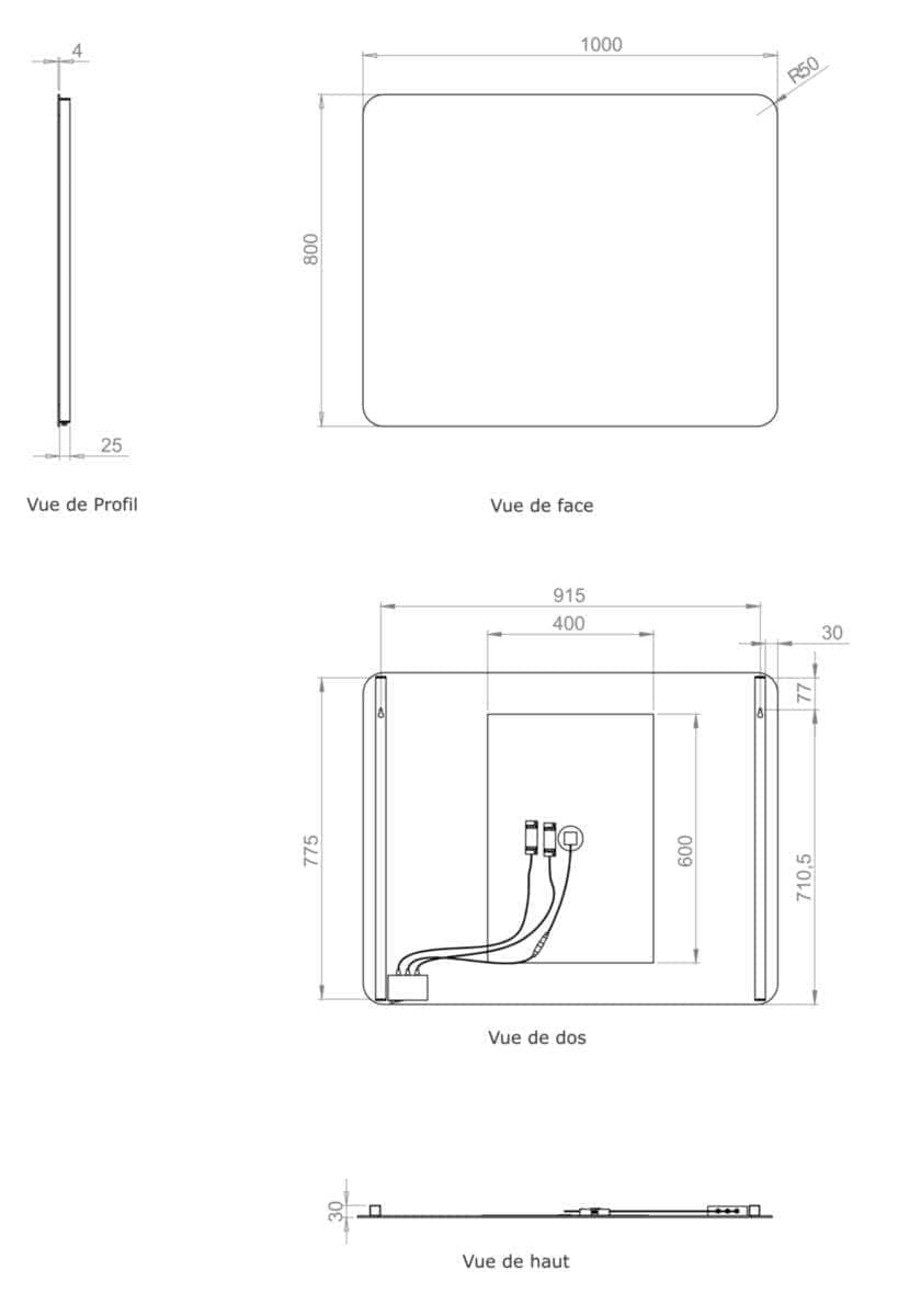 Miroir Salle de Bain  -  Miroir Alterna Milan L100 x H80 cm ALTERNA