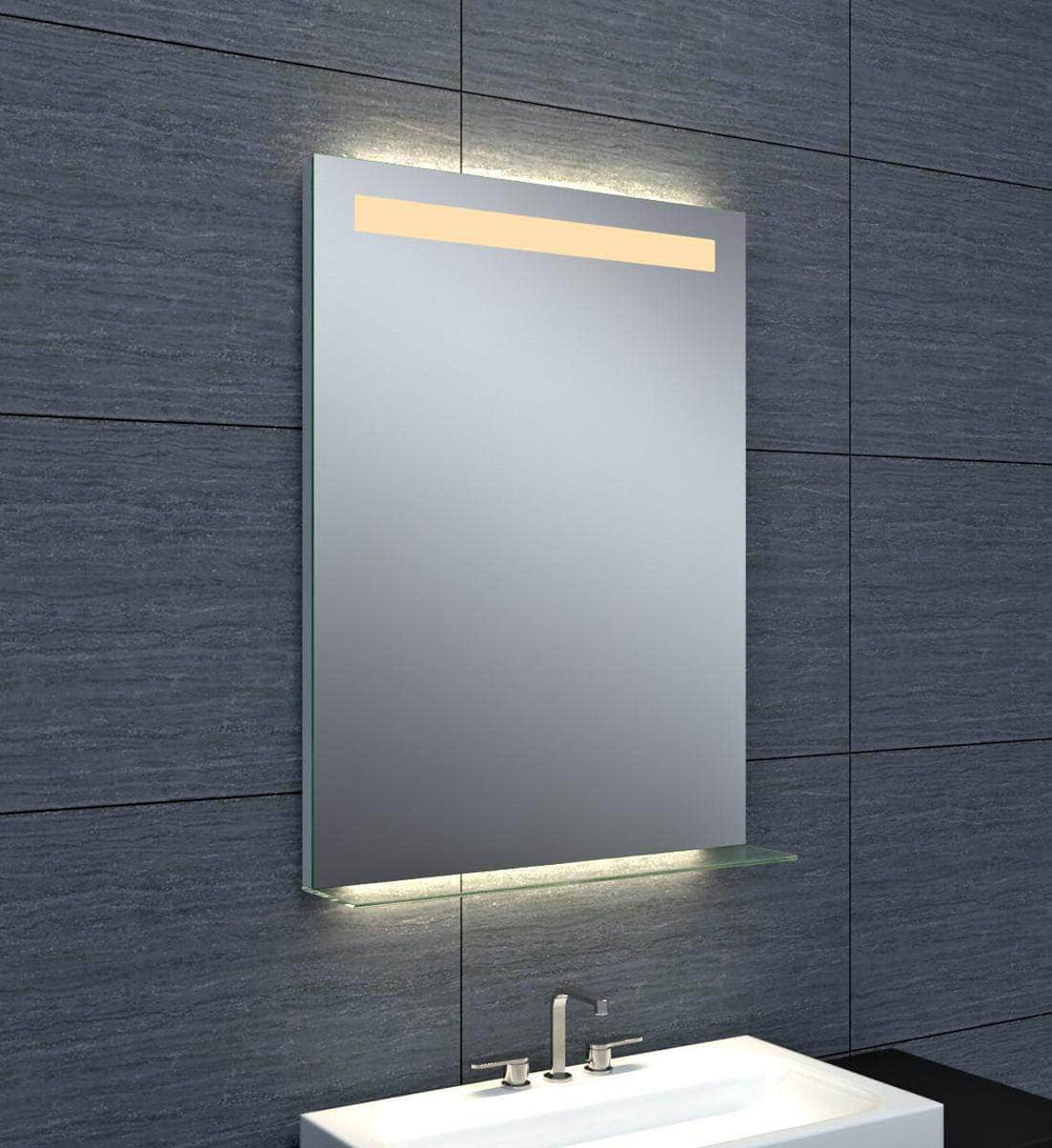 Miroir Salle de Bain  -  Miroir Alterna Dubai éclairage LED avec tablette en verre 60 x hauteur 80 cm