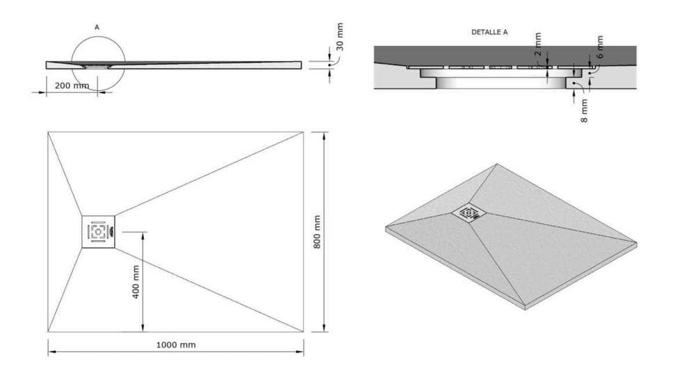 Receveur de douche  -  Receveur Alterna Daily'O 100 x 80 cm ardoise anthracite ALTERNA (déclassé)