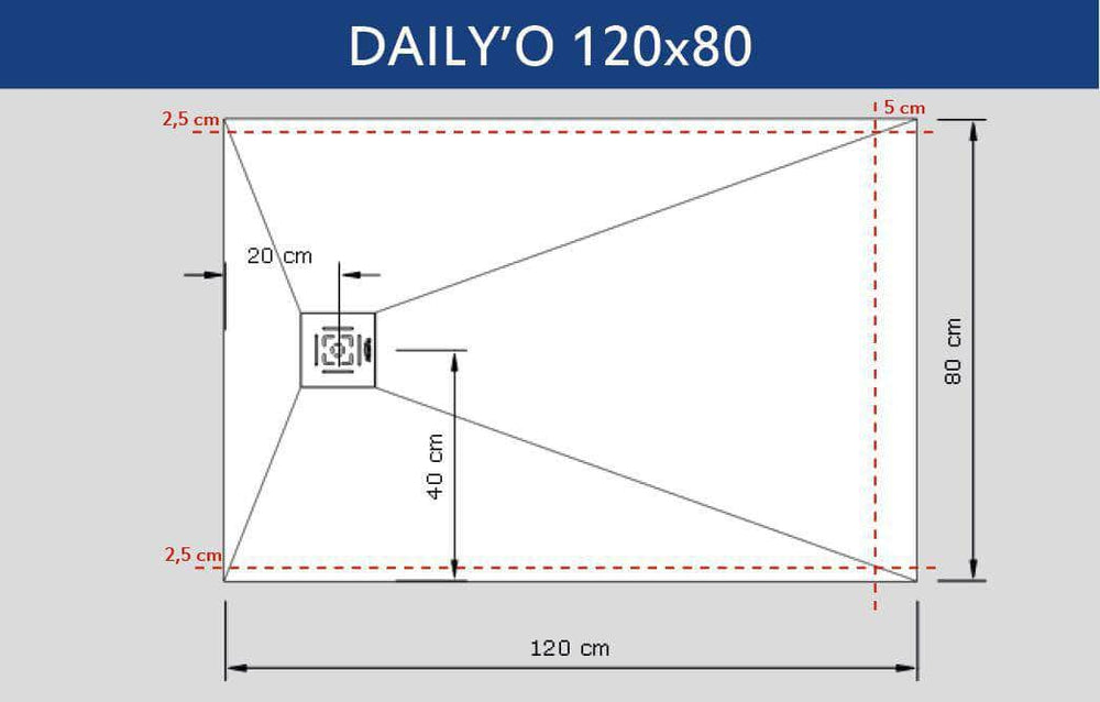 Receveur de douche  -  Receveur Alterna Daily'O 120 x 80 cm ardoise anthracite ALTERNA