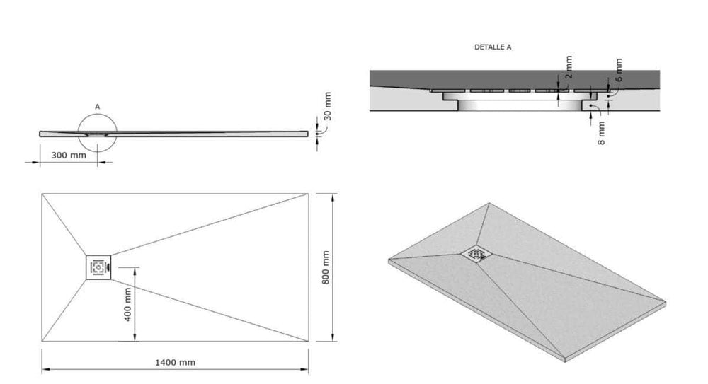 Receveur de douche  -  Receveur Alterna Daily'O 140 x 80 cm béton anthracite ALTERNA (déclassé)