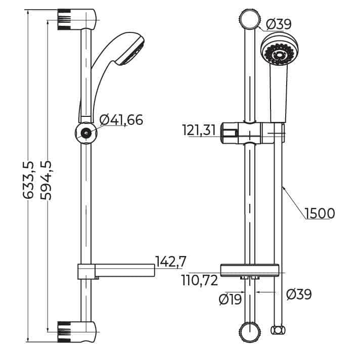 Robinet et colonne  -  Ensemble de douche Alterna Primeo 1 jet avec porte savon ALTERNA (déclassé)