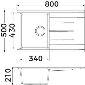 Lavabo  -  Evier Alterna Primeo à encastrer 1 cuve en synthèse blanc avec vidage 80x50 cm ALTERNA