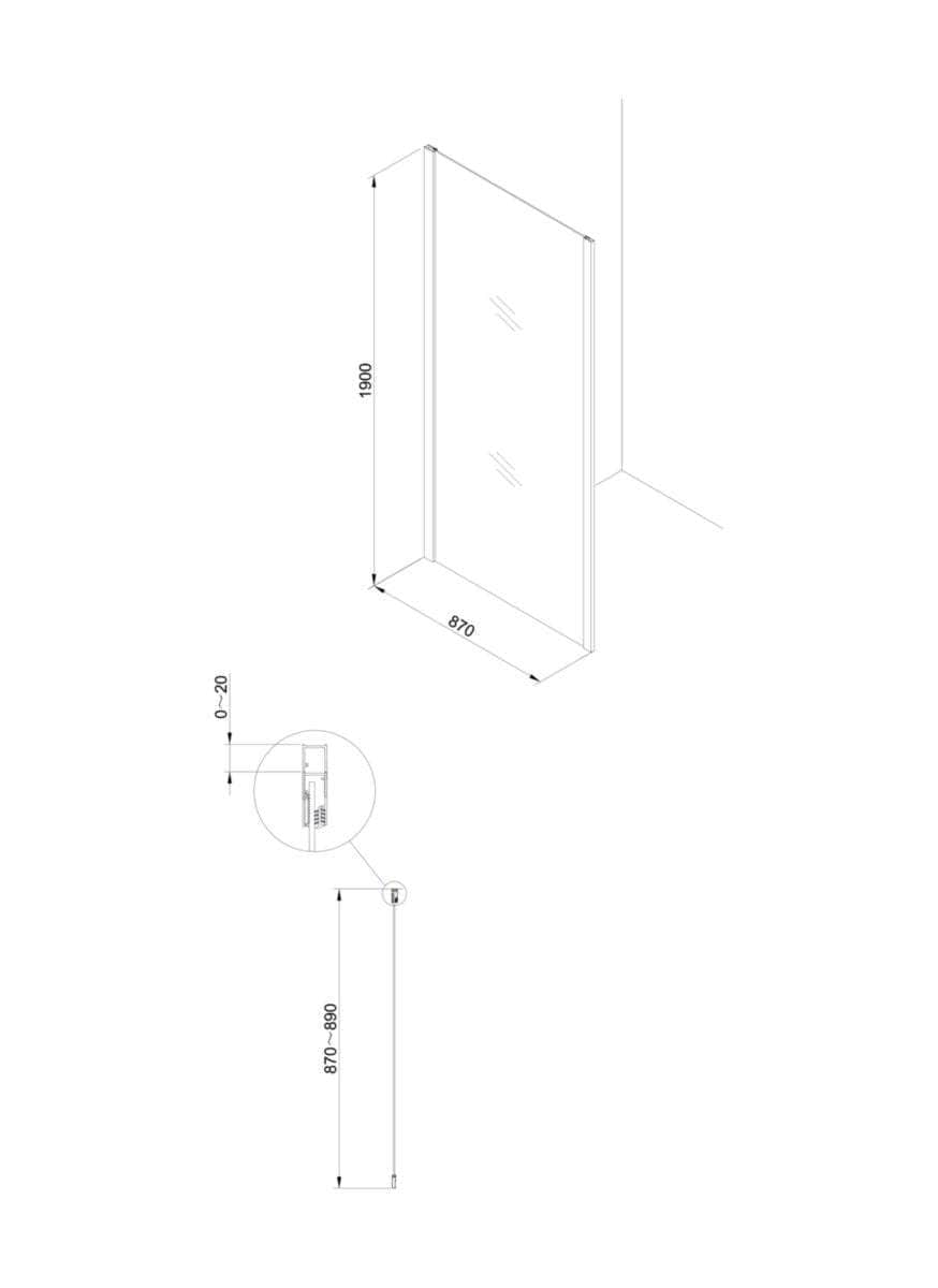 Paroi douche et bain  -  Paroi de retour Alterna Verseau 2, longueur 90 cm ALTERNA (déclassé)