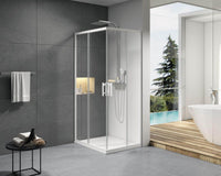 Paroi douche et bain  -  Paroi de douche Alterna Concerto accès en angle un côté réversible longueur 70 cm profilé blanc verre transparent ALTERNA