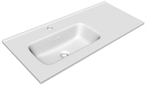 Meuble sanitaires  -  Plan vasque céramique 90cm Alterna Plénitude vasque à gauche Profondeur 38cm ALTERNA