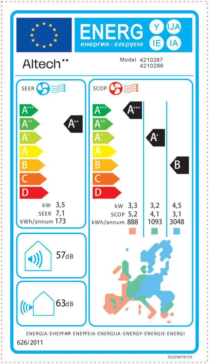 Chauffage  -  Unité intérieure de climatisation Altech ALTe100 3,5kW mono/multi R32 ALTECH