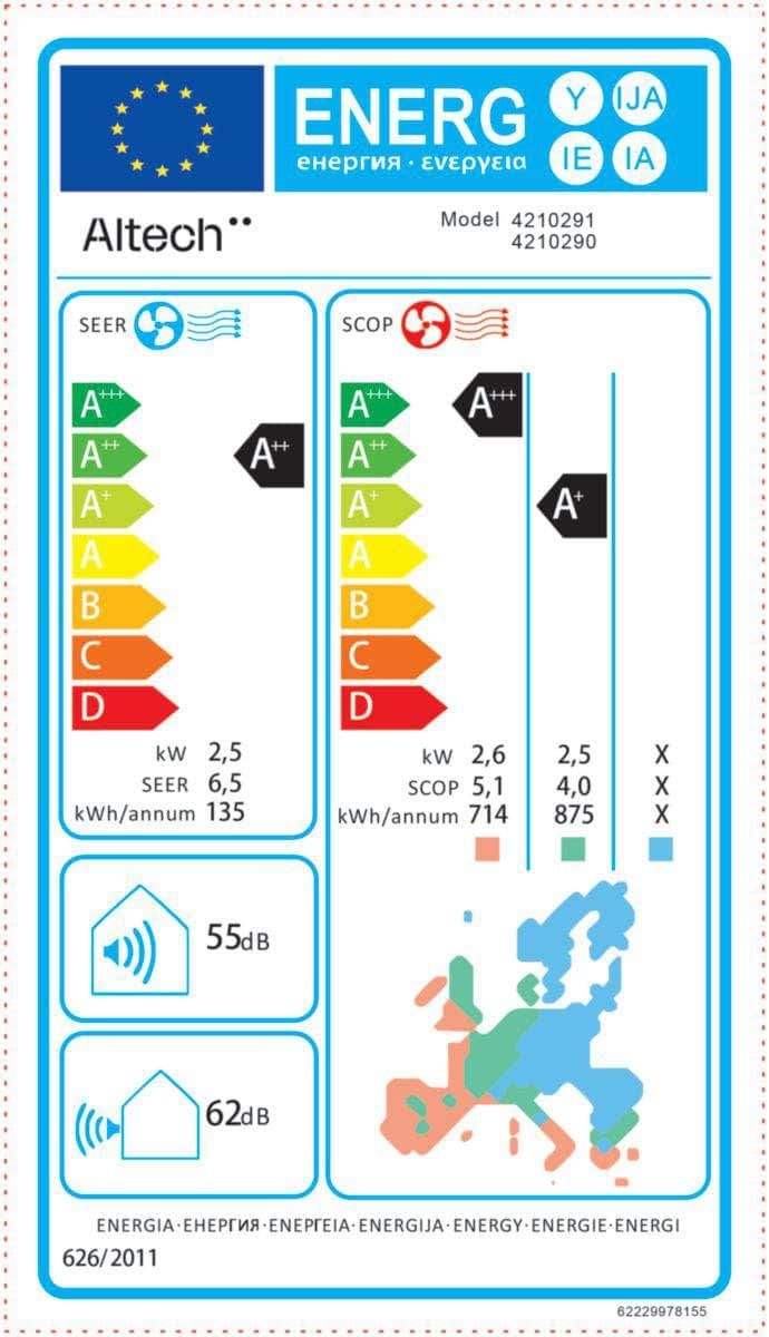 Chauffage  -  Unité intérieure de climatisation Altech ALTe300 2,5kW mono/multi R32 ALTECH