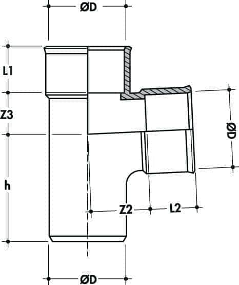 Divers sanitaires  -  Culotte mâle femelle 87°30 simple diamètre 200mm BB18 NICOLL