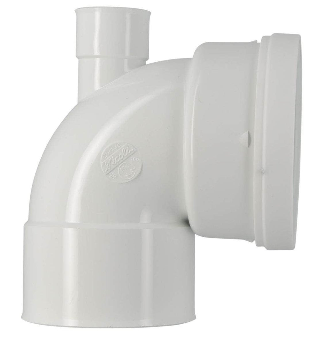 WC  -  Pipe WC courte femelle avec piquage femelle diamètre 100 mm PVC blanc réf. CWP40 NICOLL