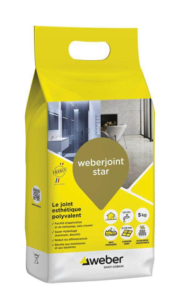 Divers sanitaires  -  Weber joint Star gris granit E10 5 kg Réf. 11105178 WEBER