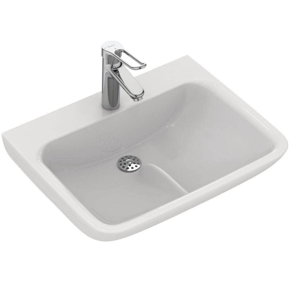 Lavabo  -  Lavabo HygienIQ en porcelaine vitrifiée avec arête centrale - 60 x 40 cm Réf. P0087HY PORCHER (déclassé)