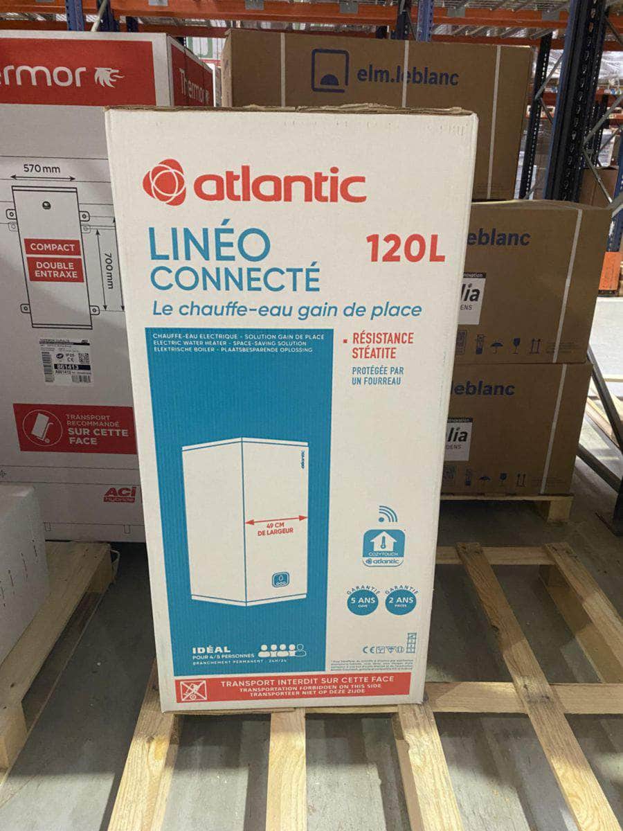Chauffe-eau électrique Linéo plat connecté vertical mural blanc 120L Réf 157214