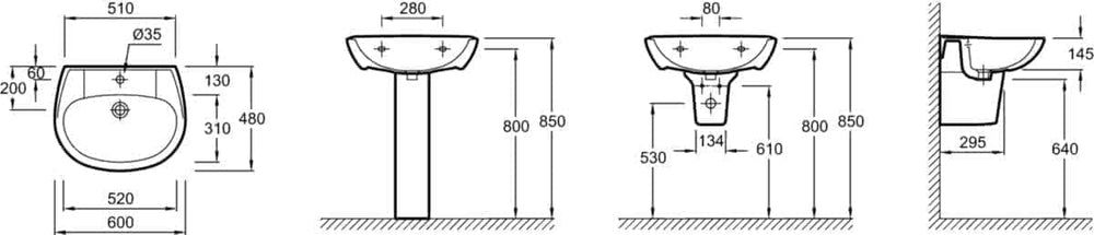 Lavabo  -  Lavabo BRIVE2 60 x 48 blanc Réf. E1286-00