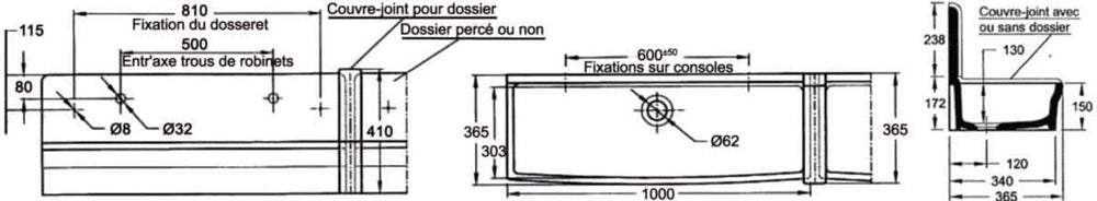 Divers sanitaires  -  Couvre joint DUO pour dossiers EN281/EN287 blanc réf. EN293-00 JACOB DELAFON