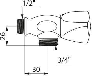 Divers sanitaires  -  Robinet de service mural alimentation de machine à laver M 1/2 M 3/4 D276020 DELABIE