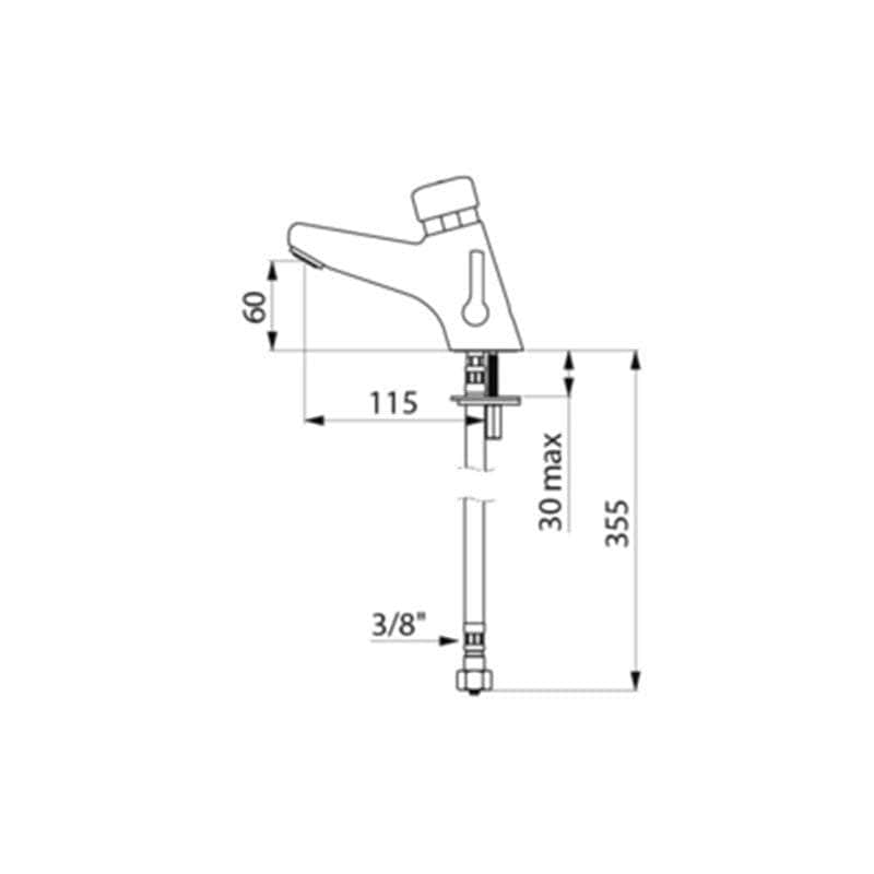 Robinet et colonne  -  Mitigeur Lavabo Temporisé Delabie 700100 Tempomix 2 Sans Robinets D'Arrêt, Manette Standard